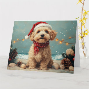 Wheaten Terrier Dog Christmas Vintag Beach Karte