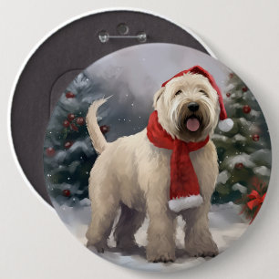 Wheaten Terrier Dog im Schnee Weihnachten Button