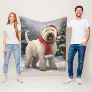 Wheaten Terrier Dog im Schnee Weihnachten Fleecedecke