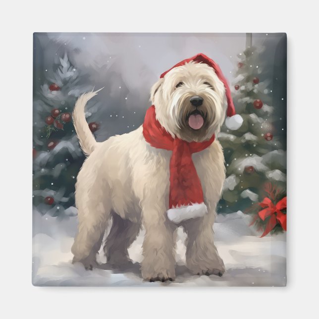 Wheaten Terrier Dog im Schnee Weihnachten Magnet (Vorne)