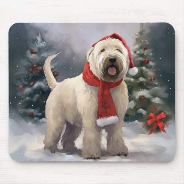 Wheaten Terrier Dog im Schnee Weihnachten Mousepad (Vorne)