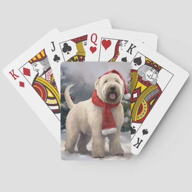 Wheaten Terrier Dog im Schnee Weihnachten Spielkarten (Rückseite)