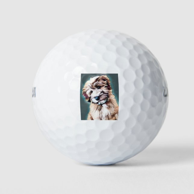 Wheaten Terrier Dog Pop Art Golfball (Vorderseite)