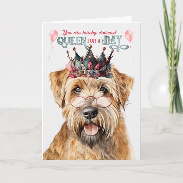 Wheaten Terrier Dog Queen Day Funny Birthday Karte (Vorderseite)