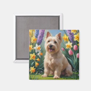 Wheaten Terrier Dog Spring Blumen Malerei Magnet