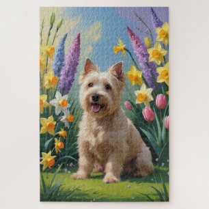 Wheaten Terrier Dog Spring Blumen Malerei Puzzle