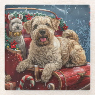 Wheaten Terrier Dog Weihnachtsfest Glasuntersetzer