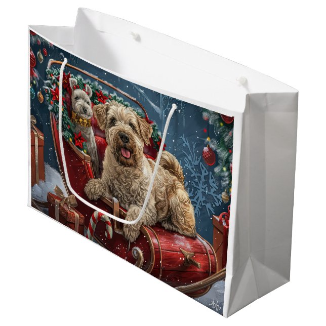 Wheaten Terrier Dog Weihnachtsfest Große Geschenktüte (Vorderseite Schrägansicht)