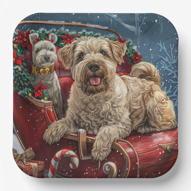 Wheaten Terrier Dog Weihnachtsfest Pappteller (Vorderseite)