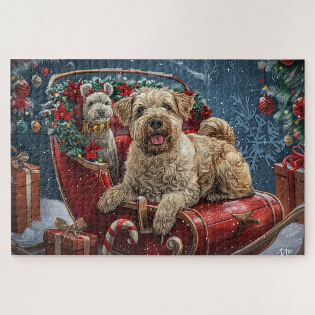 Wheaten Terrier Dog Weihnachtsfest Puzzle (Horizontal)
