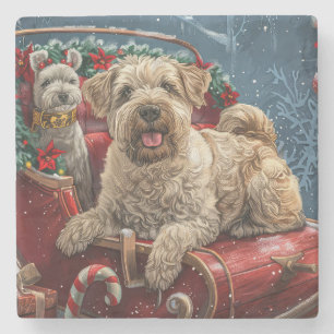 Wheaten Terrier Dog Weihnachtsfest Steinuntersetzer