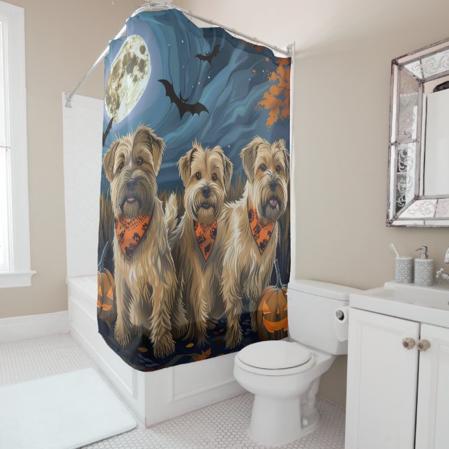Wheaten Terrier Halloween Spooky Duschvorhang (Beispiel)