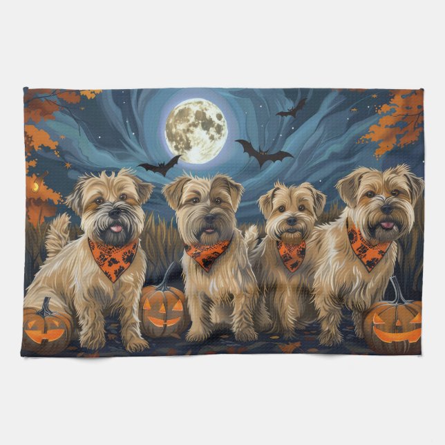 Wheaten Terrier Halloween Spooky Geschirrtuch (Horizontal)