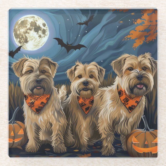 Wheaten Terrier Halloween Spooky Glasuntersetzer (Vorderseite)