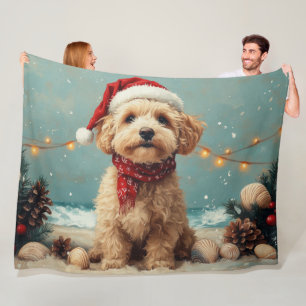Wheaten Terrier Hund Weihnachten Vintage Strand Fleecedecke