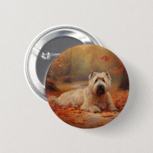 Wheaten Terrier im Herbst Leaves Inspiriert Button