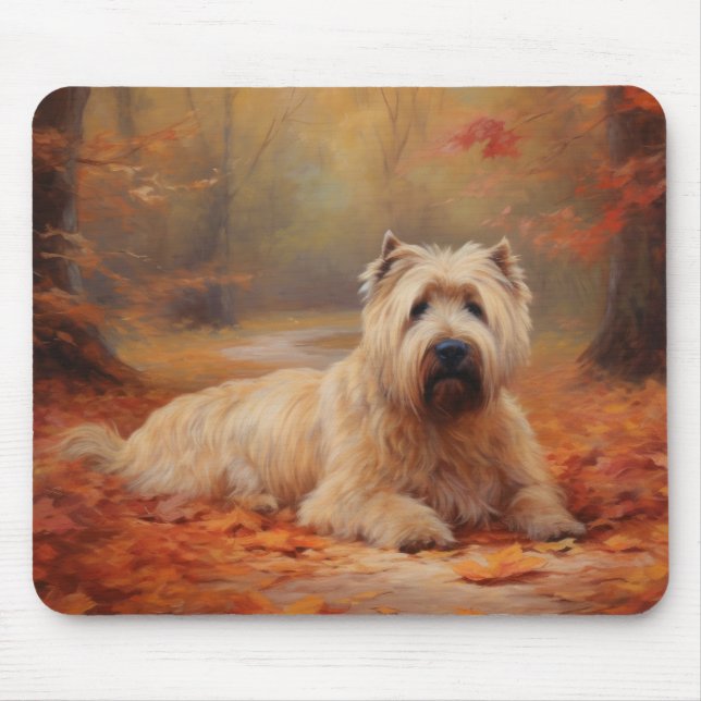 Wheaten Terrier im Herbst Leaves Inspiriert Mousepad (Vorne)