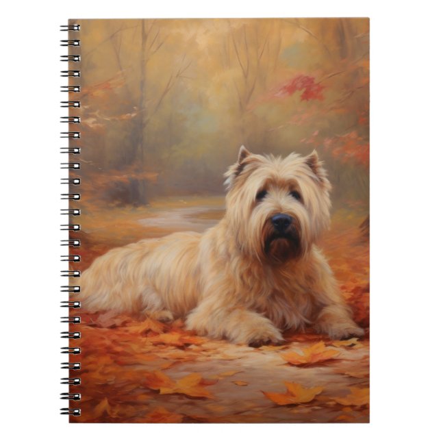 Wheaten Terrier im Herbst Leaves Inspiriert Notizblock (Vorderseite)