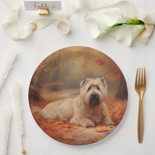 Wheaten Terrier im Herbst Leaves Inspiriert Pappteller (Hochzeit)