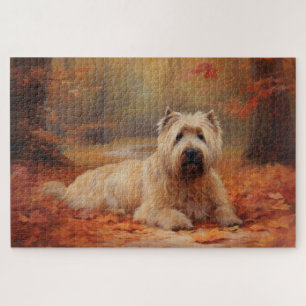 Wheaten Terrier im Herbstlaub Fall Inspiriert Puzzle
