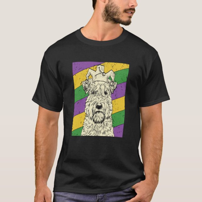 Wheaten Terrier Jester Mardi Gras Dog Mom or Dad T-Shirt (Vorderseite)