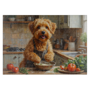 Wheaten Terrier Kocht in der Küche Schneidebrett