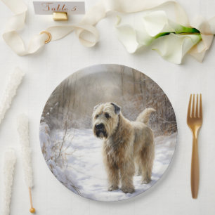 Wheaten Terrier Lass es schneien Weihnachten Pappteller