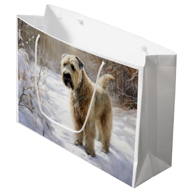 Wheaten Terrier Let It Snow Weihnachten Große Geschenktüte (Vorderseite Schrägansicht)