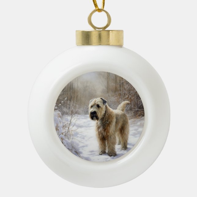 Wheaten Terrier Let It Snow Weihnachten Keramik Kugel-Ornament (Vorderseite)