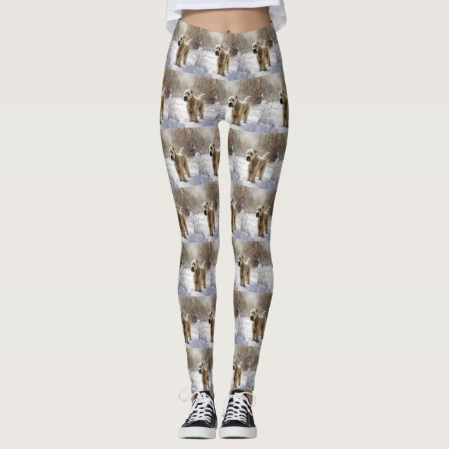 Wheaten Terrier Let It Snow Weihnachten Leggings (Vorderseite)