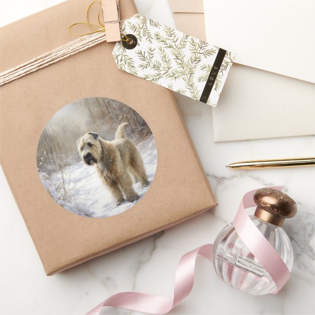 Wheaten Terrier Let It Snow Weihnachten Runder Aufkleber (Schenken)