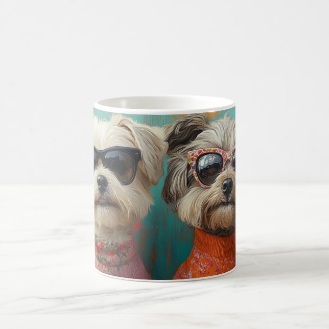 Wheaten Terrier mit Herz-Rose Valentinstag Kaffeetasse (Mittel)