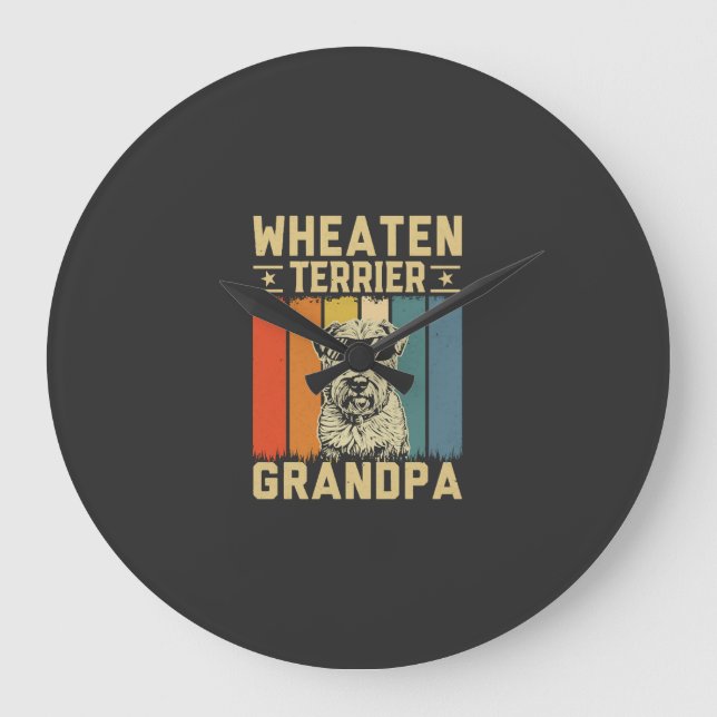 Wheaten Terrier Opa Große Wanduhr (Vorderseite)