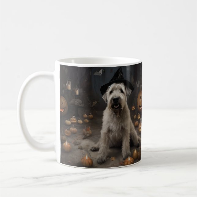 Wheaten Terrier Pumpkins Halloween Beängstigend Kaffeetasse (Links)