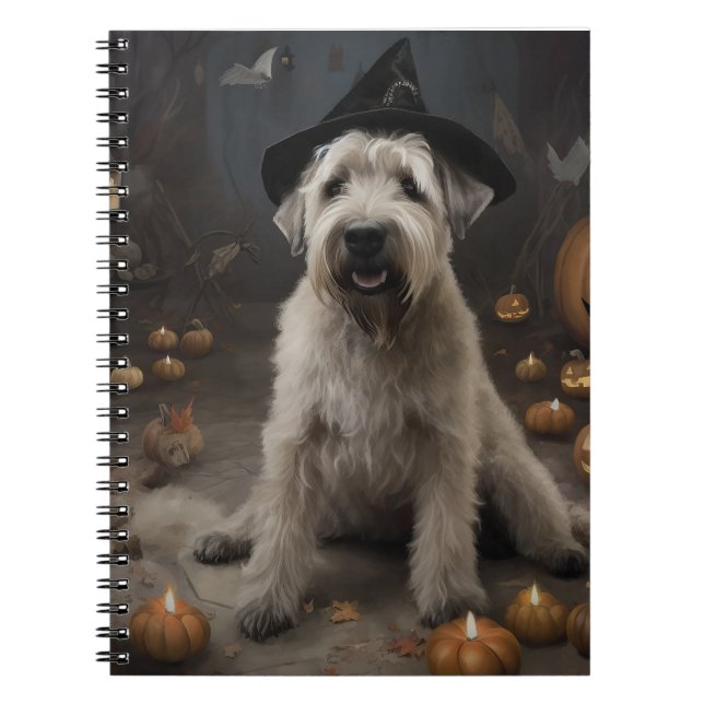 Wheaten Terrier Pumpkins Halloween Beängstigend Notizblock (Vorderseite)