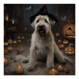 Wheaten Terrier Pumpkins Halloween Beängstigend Poster