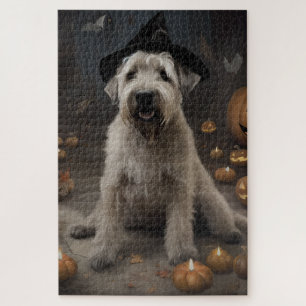 Wheaten Terrier Pumpkins Halloween Beängstigend Puzzle