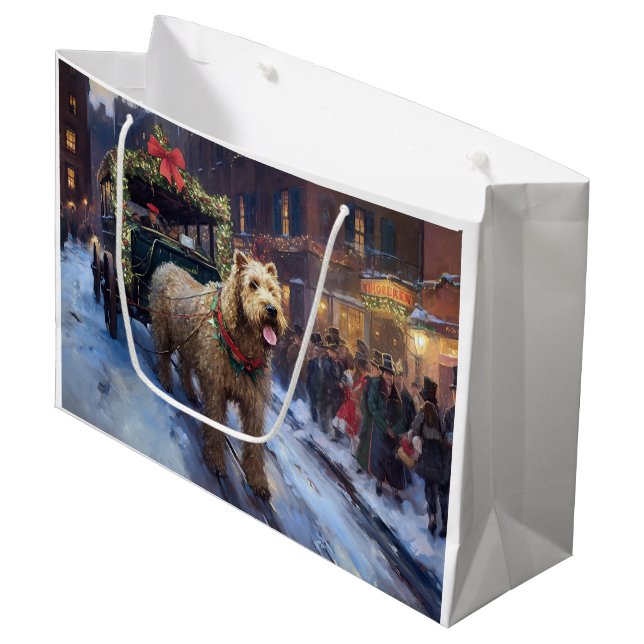 Wheaten Terrier Weihnachtssaison Große Geschenktüte (Vorderseite Schrägansicht)