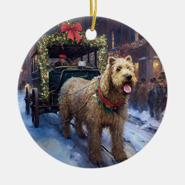 Wheaten Terrier Weihnachtssaison Keramik Ornament (Vorne)