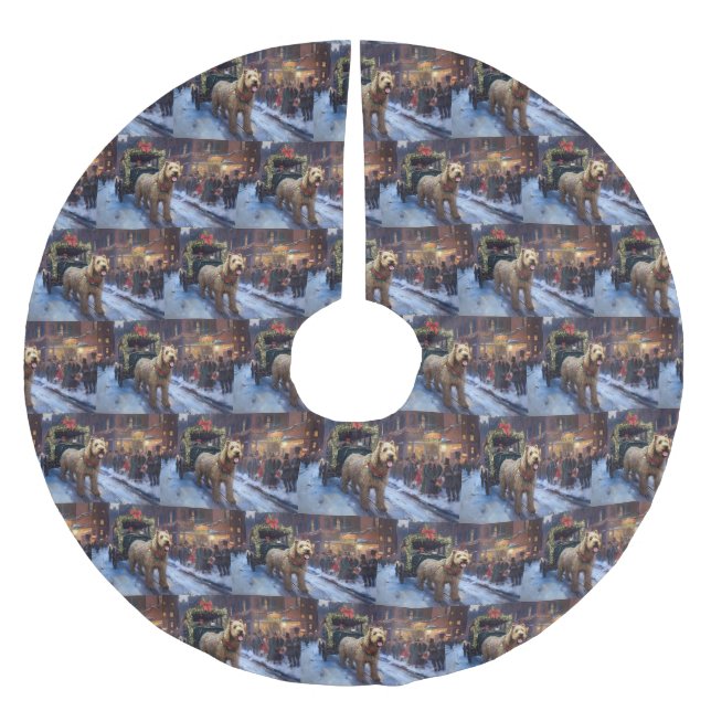 Wheaten Terrier Weihnachtssaison Polyester Weihnachtsbaumdecke (Vorderseite)