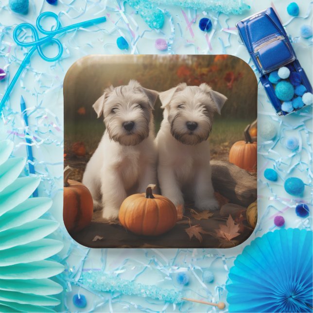 Wheaten Terrier Welpe Autumn Delight Pumpkin Pappteller (Party)