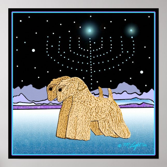 "Wheaten Terriers at Chanukah" Poster (Vorne)