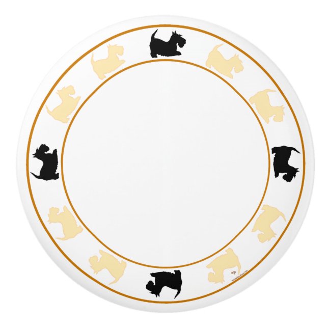Wheaten und Black Scottish Terriers Keramikknauf (Vorderseite)