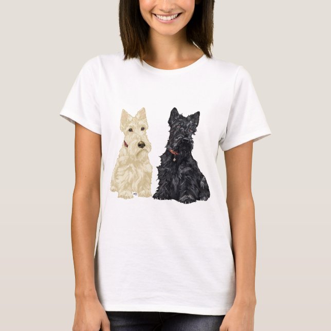 Wheaten und Black Scottish Terriers T-Shirt (Vorderseite)