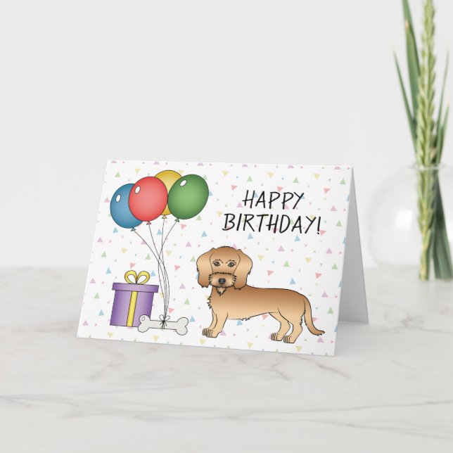 Wheaten Wire Haar Dackel Hund Happy Birthday Karte (Vorderseite)