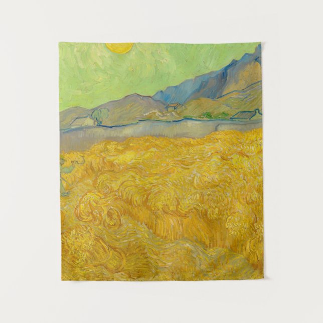 Wheatfield mit Sensenmann, 1889 von Vincent van Go Wandteppich (Vorderseite)