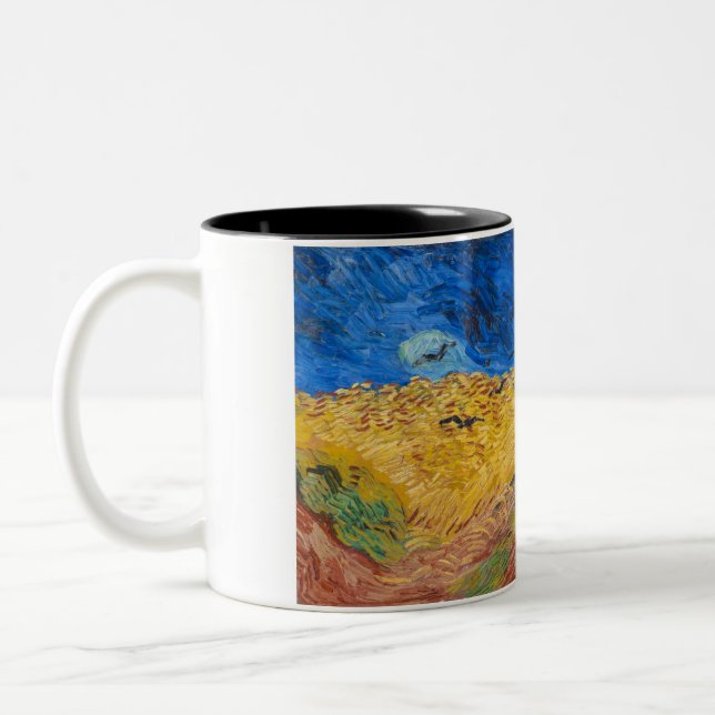 Wheatfield with Crows by Vincent van Gogh Zweifarbige Tasse (Links)