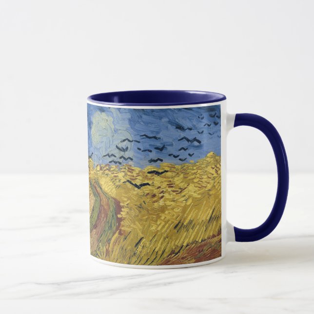 Wheatfield with Crows (F779) Van Gogh Fine Art Tasse (Rechts)