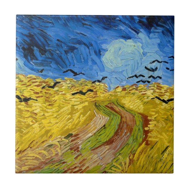 Wheatfield with crows - Vincent Van Gogh ,(1890) Fliese (Vorderseite)