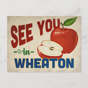 Wheaton Illinois Apple - Vintage Travel Postkarte